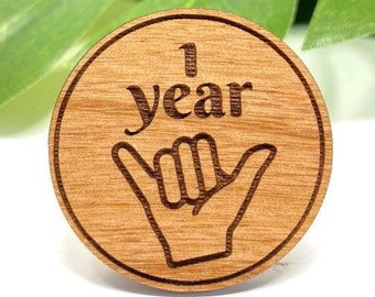 Shaka Wood AA Medallion: Engraved Sober Gift