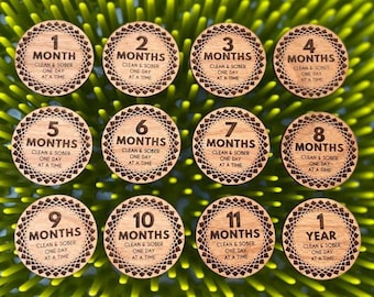 1 Month - 1 Year Sobriety Coin Set | 1 Month - 1 Year Sobriety Token | 1 Month -1 Year Sobriety Medallion | Sober Gift | AA Tokens | AA Chip