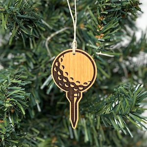 ゴルフボールとティーのクリスマスオーナメント！ゴルフギフト - ゴルフクリスマス - ゴルファーへのギフト - ゴルフ愛好家 - ゴルフ - Aim North 彫刻