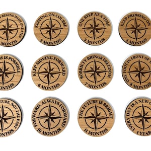 COMPASS Monthly & Yearly Sobriety Tokens! | Sober Gifts | Recovery Gifts | Sobriety Gifts | AA Chip | AA Medallion | Alcoholics Anonymous