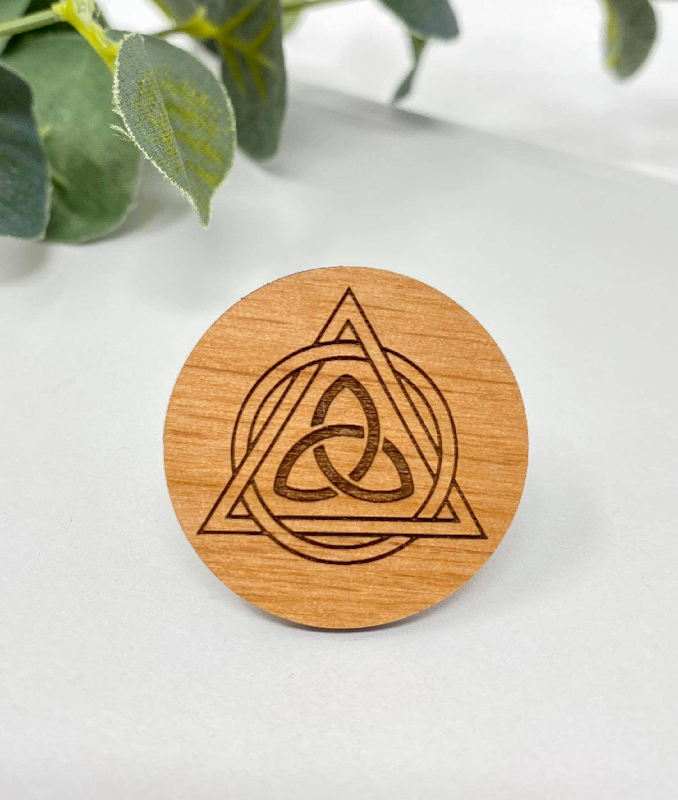 Wood Nuchternheit Kreis Dreieck Symbol Trinity Medaillon Etsy