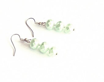 Hanging earrings delicate light green earrings light green earrings green cut beads green earrings green earrings delicate green earrings gift