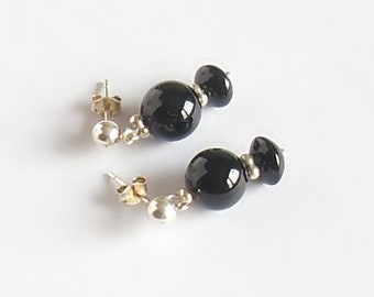 Ohrstecker schwarz Onyx 925 Silber Ohrstecker Ohrschmuck schwarz Onyx Ohrschmuck Onxy schwarz festlicher Edelstein Ohrschmuck schwarz Festt