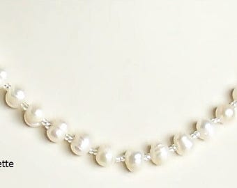 Perlenkette weiss Halskette weiss Perlenkette weiß Brautschmuck echte Perlen wertiger Hochzeitsschmuck edel schlicht Feste Feierlichkeiten