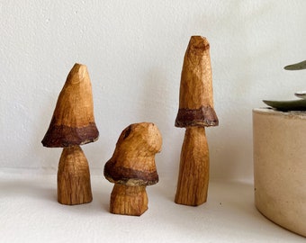 Miniature Wooden Mushroom, Hand-carved wood, Whimsical Rustic Mushroom, Desk Decor, Woodland Birthday, Woodland Wedding Decor, Baby Shower