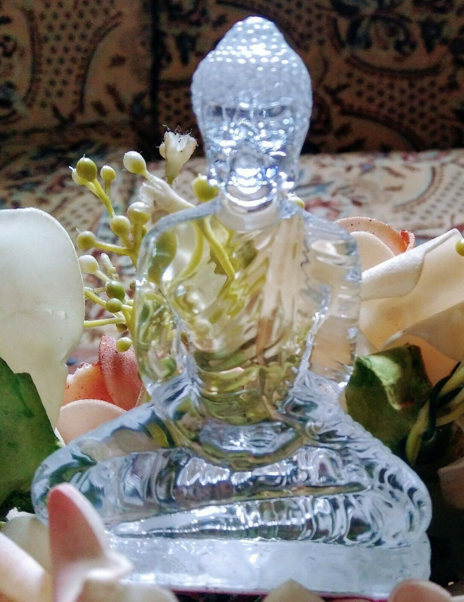 Car Dashboard Clear Buddha Statue Meditating Transparent Figurine