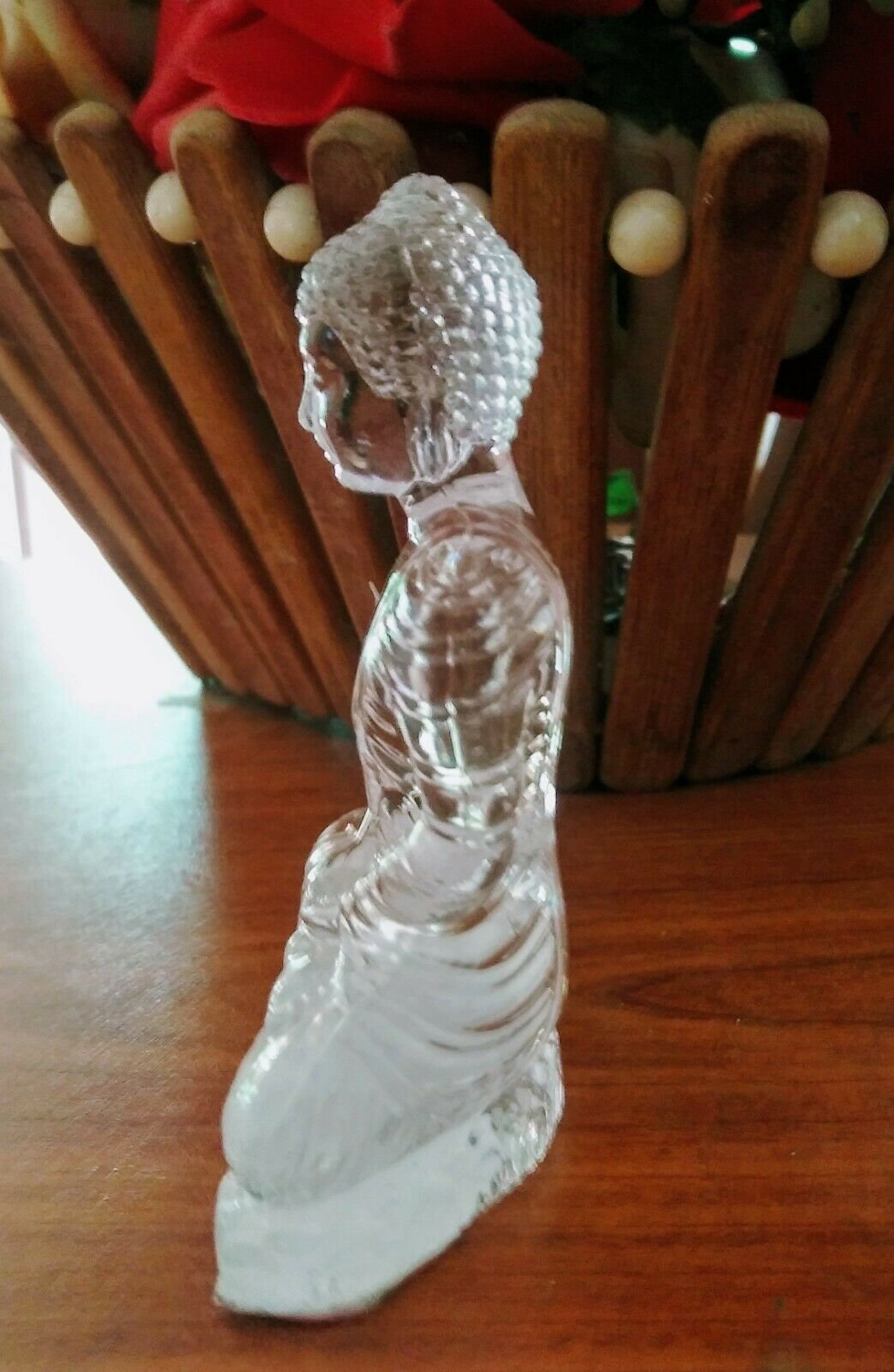 Car Dashboard Clear Buddha Statue Meditating Transparent Figurine