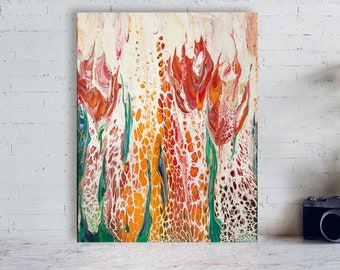 Fluid Art Painting, Original Abstract Painting, Floral Painting, Tulips Painting, Spring Painting, Abstract Flower Painting, Floral Wall Art