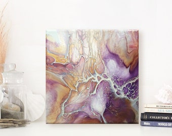 Fluid Art Painting, Original Abstract Painting, Purple Painting, Acrylic Painting on Canvas, Small Abstract Painting, Purple Wall Art