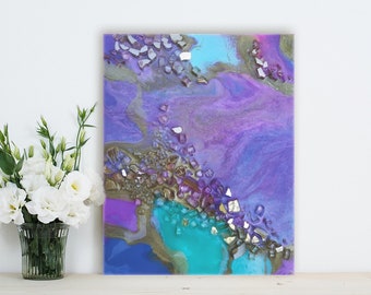 Original Geode Art, Purple Geode Painting, Crystal Painting, Original Resin Art, Geode Wall Art, Girls Room Decor, Modern Wall Art