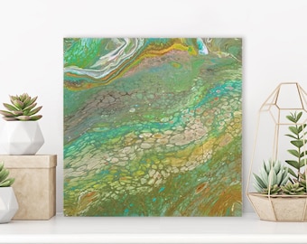 Original Abstract Painting, Fluid Art, Green Abstract Art, Green Wall Art, Abstract Landscape, Calming Painting, Modern Home Wall Decor