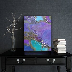 Original Geode Art in Purple, Unique Handmade Wall Art for Modern Home Decor