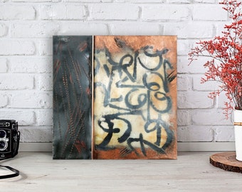 Original Encaustic Painting, Mixed Media & Encaustic  Art, 3D Textured Artwork, Grunge Wall Art, Textured Painting, Industrial Decor