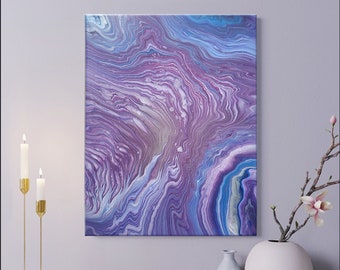 Original Abstract Painting, Fluid Art Painting, Purple Painting, Purple Abstract Art, Purple Wall Art, Modern Home Decor