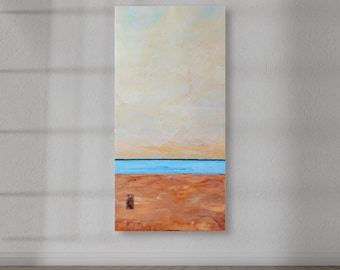 Original Abstract Beach Landscape Painting Handmade Resin Painting for Modern Space Decor