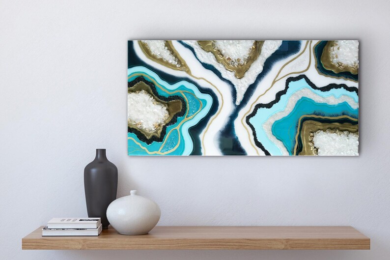 Original Geode Painting, Resin Geode Art, Crystal Painting, Geode Wall