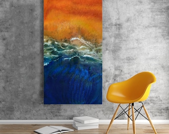 Abstract Ocean Painting, Art Commission, Resin Art, Abstract Ocean Painting, Resin Artwork, Original Abstract Art, Ocean Art, Coastal Art