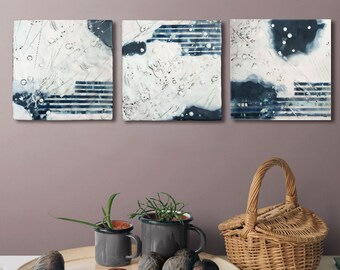 Encaustic Abstract Painting, Mixed Media Art, Textured Painting, Encaustic Art, Original Abstract Painting, 3 Piece Wall Art