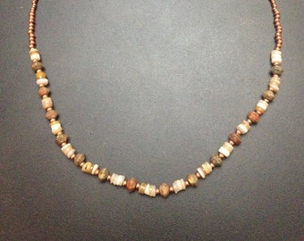 Unakite and Bone Necklace