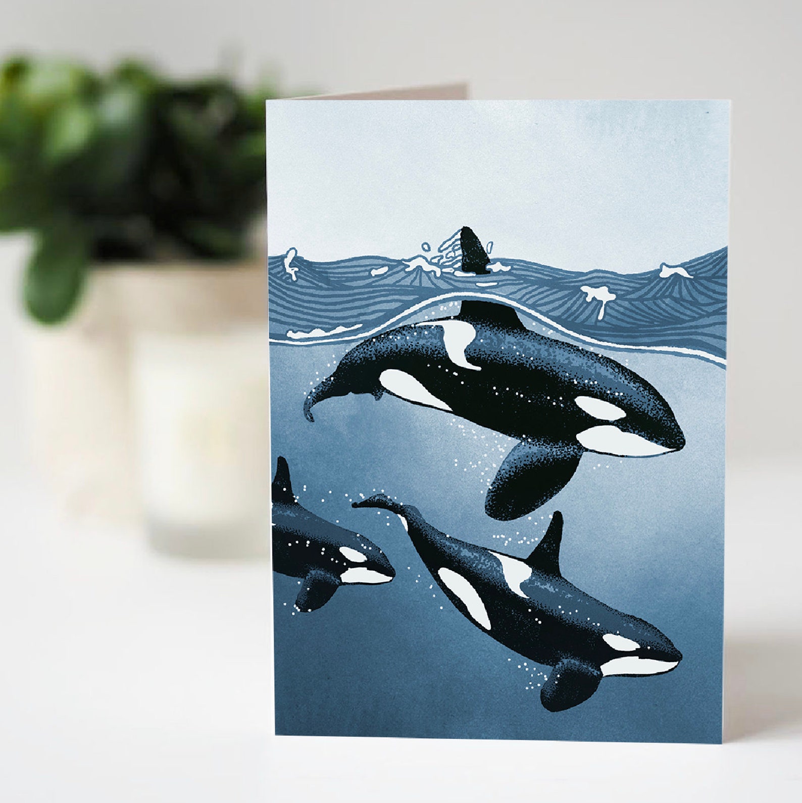 A6 Greeting Card 'orca Pod'. Sea Themed Illustrated Etsy
