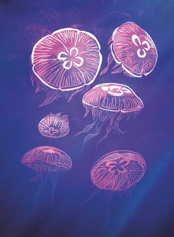 Blue Purple Gem Jellyfish Blue Dangle Belly Ring