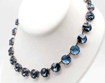 Sapphire choker Tennis Necklace-Gemstone Statement Swarovski Crystal Elements Necklace-Anna Wintour Collet Necklace