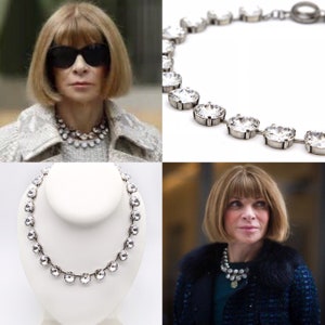 Crystal Tennis Necklace | Statement Wedding Jewelry | Anna Wintour Style Collet Necklace | Georgian Bridal Necklace