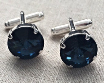 Mens Jewelry-Mens Accessories-Cufflinks-Mens Gift-Groomsmen Gift-Sapphire Cufflinks-Mens Cufflinks-Groom Cufflinks-Best Man-Gift For him