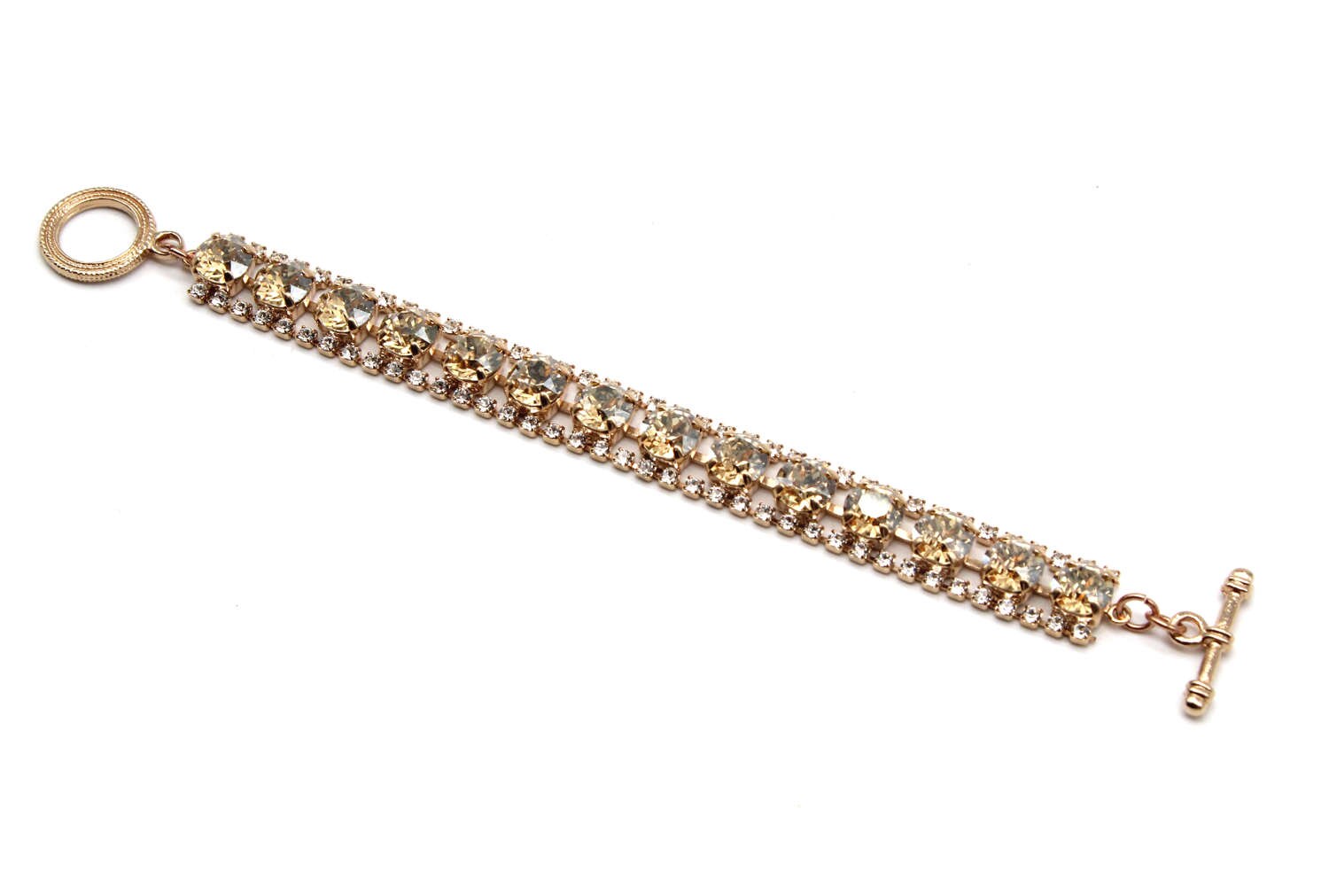 Crystal Golden Tennis Bracelet-statement Bracelet Champagne Yellow ...