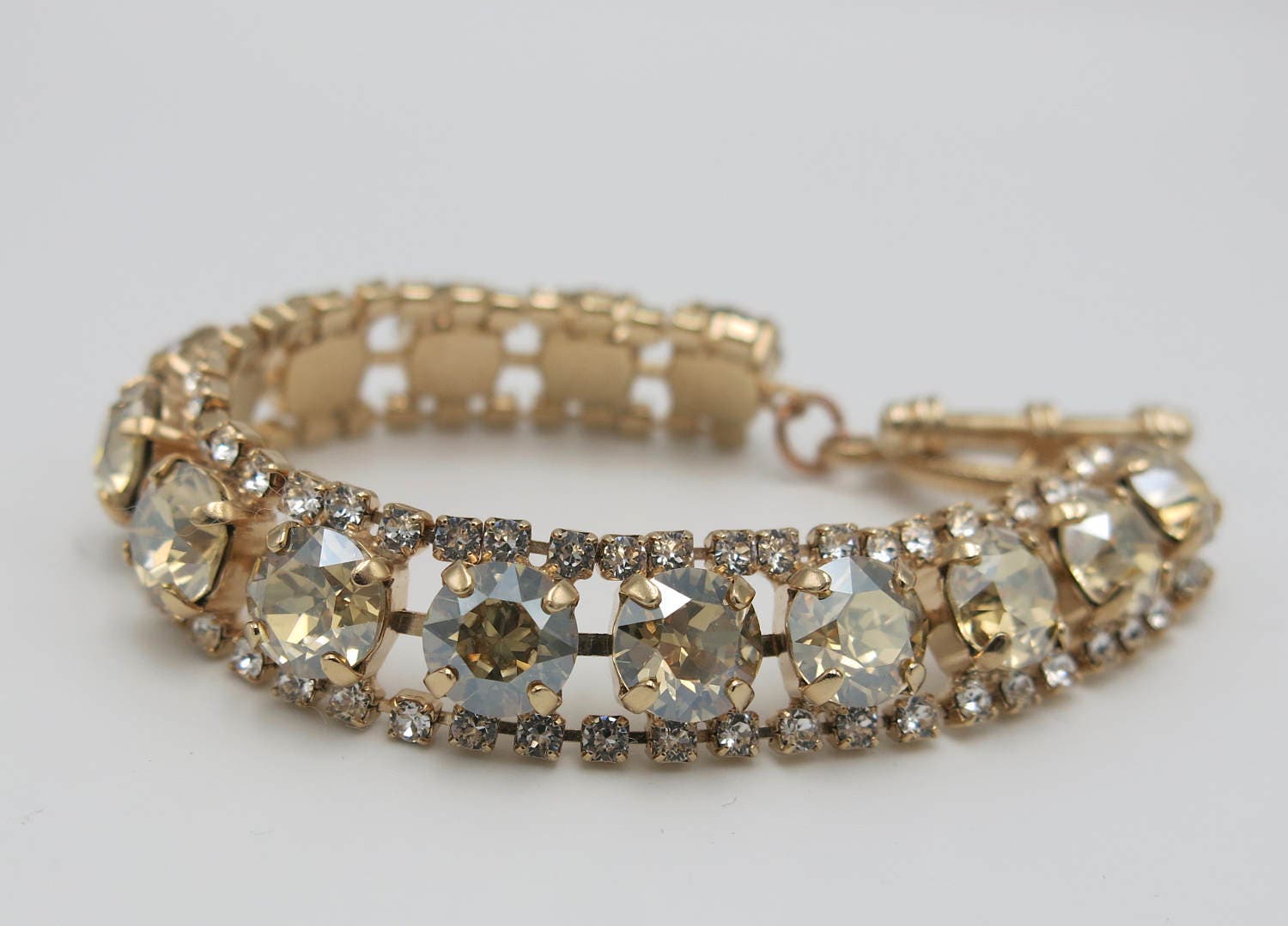 Crystal Golden Tennis Bracelet-statement Bracelet Champagne Yellow ...