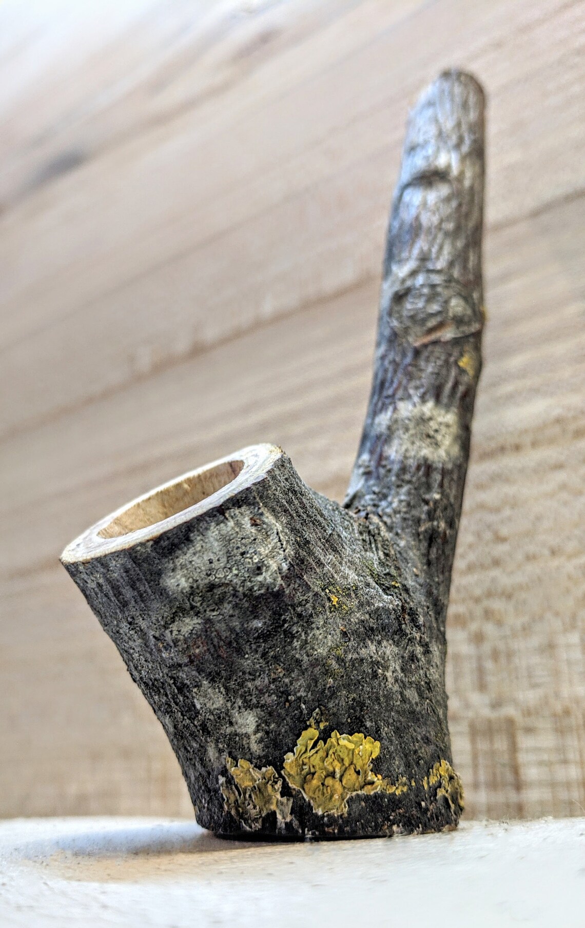 Standing wooden Smoking pipe made from a cherry tree branch. Etsy