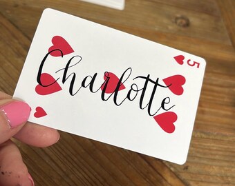 Playing card place settings handwritten / escort cards