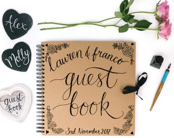Personalised handwritten calligraphy guestbook 8in x 8in wedding guest book