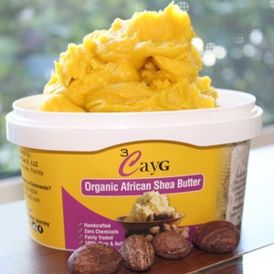 3CayG Pure Shea Butter All-Natural Ivory or Yellow Varieties Handmade with Borututu Root image 2