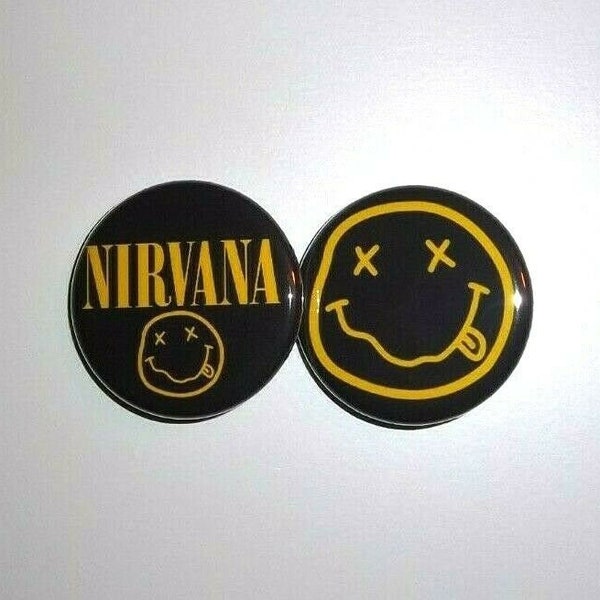 Nirvana Smiley Inspired 1.25" and 2.25" Pinback Buttons, Music Buttons, We Do Custom Orders!!