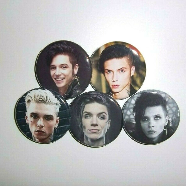 Black Veil Brides BVB Inspired 1.25" and 2.25" Pinback Buttons, Rock Music Buttons, We Do Custom Orders!!