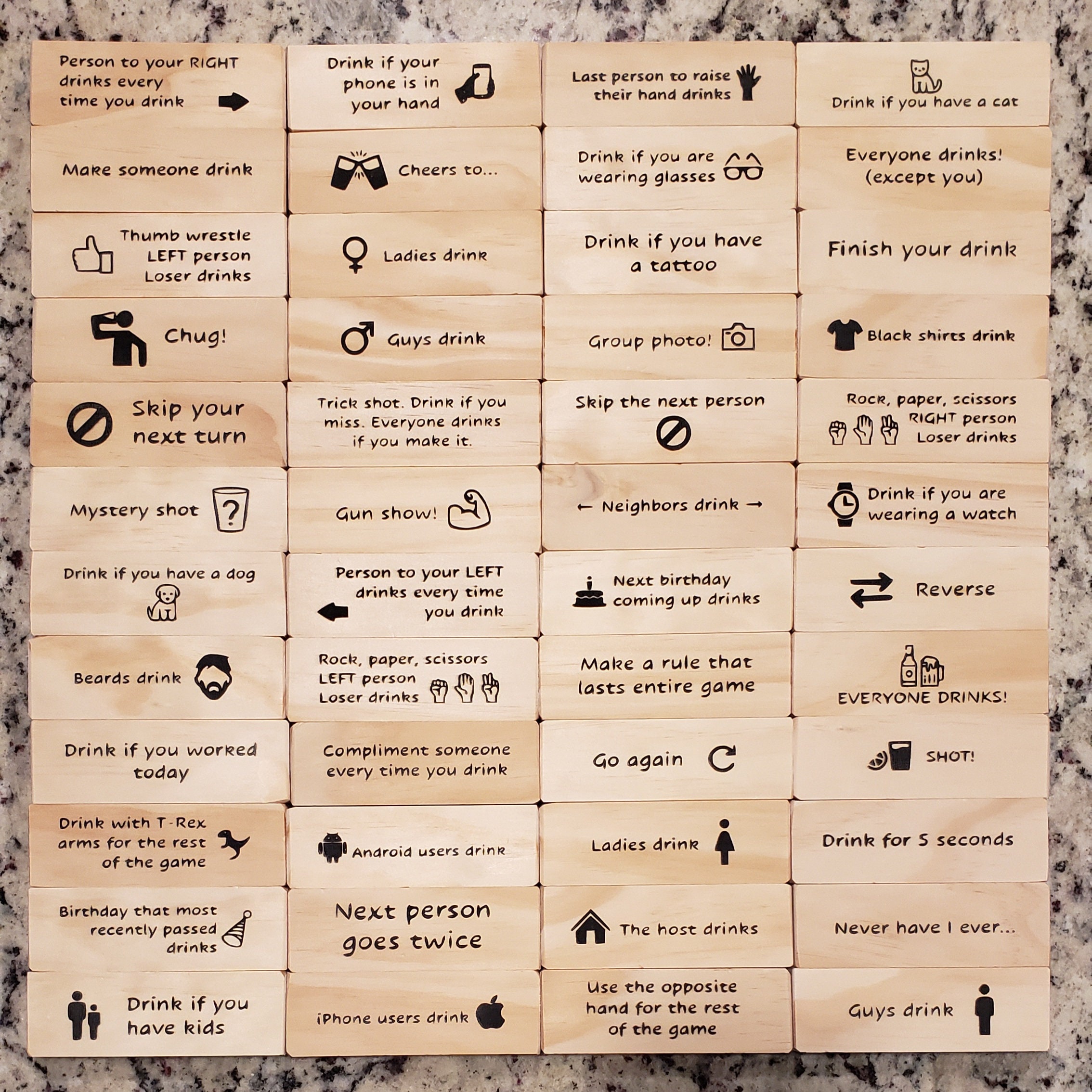 LARGE Party Drinking Game Tumbling Tower Blocks - Etsy