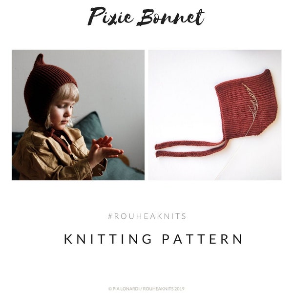 Modèle de tricot : bonnet ROUHEA Pixie // modèle de bonnet de bébé PDF, modèle de tricot en fil d'alpaga, modèle de bonnet tricoté pour bébé + enfant en bas âge