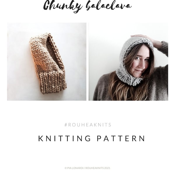Knitting pattern: ROUHEA Chunky Balaclava // Chunky balaclava knitting pattern, chunky yarn pattern, knitting pattern