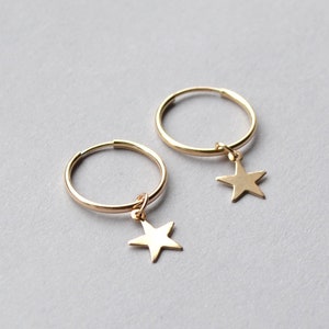 ROSA 2 in 1 Gold Fill• Sterling Silver Star Hoop Earrings• Dainty Gold Star Earring• Tiny Star Hoops•Gold Hoop Earrings• Gift for Her•Mother