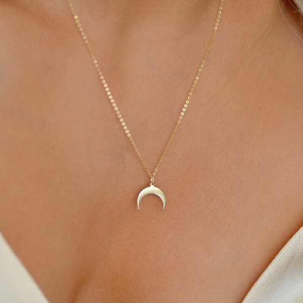 LUNAR Crescent Moon Necklace • Upside Down Moon Necklace • Half Moon Necklace • Tusk Necklace • Crescent Moon • Horn Necklace • Mothers Gift