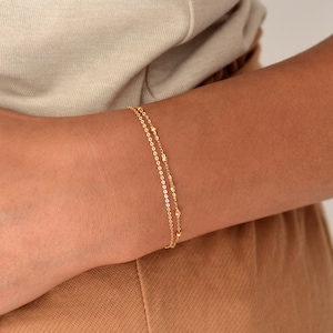 Final Sale Double Bracelet • Chain • Simple Dainty Chain • Beaded Satellite Chain • Delicate Bracelet • Everyday Layer Bracelet • Gold Fill