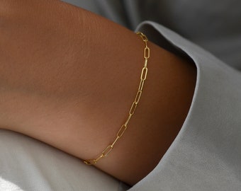 SKYLAR Paperclip Chain Bracelet • 14K Gold Fill Chain Bracelet • Silver Bracelet • Dainty Bracelet • Layering Bracelet • Delicate Bracelet