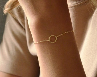 VOGUE 14K Gold Fill, Silver, Rose Karma Bracelet • Small Ring Bracelet • Delicate Open Circle Bracelet • Eternity Bracelet•Layering Bracelet