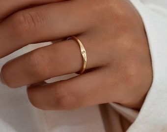 AMELIA Signet Ring • Minimalist Signet Ring •  Personalized Initial Ring • Letter Ring • Personalized Ring • 14K Gold Fill • Sterling • Rose