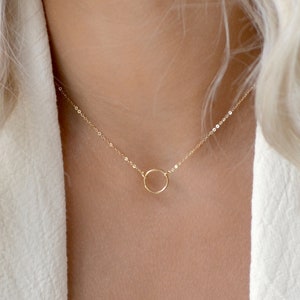 VOGUE Karma Necklace Hammered Eternity Necklace Ring Necklace Simple Gold Necklace Dainty Circle Necklace Gold Necklace Silver image 5