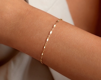 MIA 14K gouden vulling sierlijke kettingarmband • Bar-ketting • Eenvoudige gouden ketting • Sierlijke armband • Minimalistische armband • Huwelijkscadeau • Bar-armband