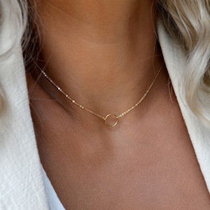 VOGUE Karma Necklace Hammered Eternity Necklace Ring Necklace Simple Gold Necklace Dainty Circle Necklace Gold Necklace Silver image 1