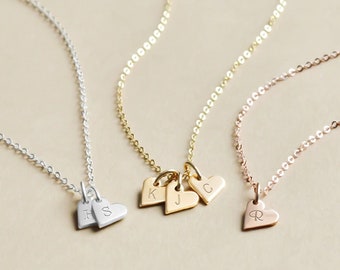 CHERISH 14K Gold Tiny Heart Charm Necklace • Personalized Heart • Initial Necklace•Simple Gold Necklace•Gift For Her•Bridesmaid Gift• Silver
