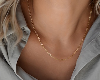 SKYLAR 14K Gold Filled • Minimalist • Sterling Silver •Dainty Paperclip Chain Necklace•Simple Everyday Necklace•Layering Chains•Delicate